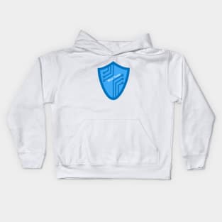 Cybersecurity Blue Team Shield Circuits Gamification Logo Kids Hoodie